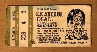 The Grateful Dead 7/12 1990 At Rfk Stadium Washington D.  C.  Concert Ticket Stub
