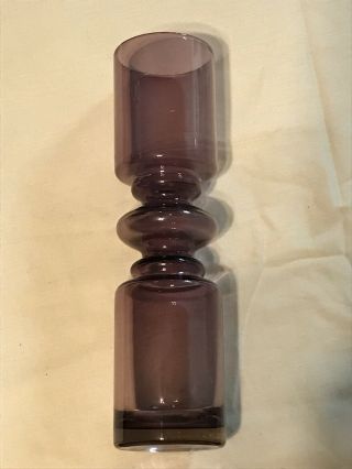 Vtg 10” Purple Amethyst Art Glass Vase Clear Bottom