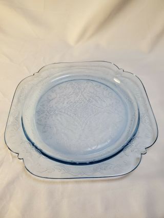 Federal Glass Depression Glass 10 Inch Dinner Plate Madrid Blue (7c)