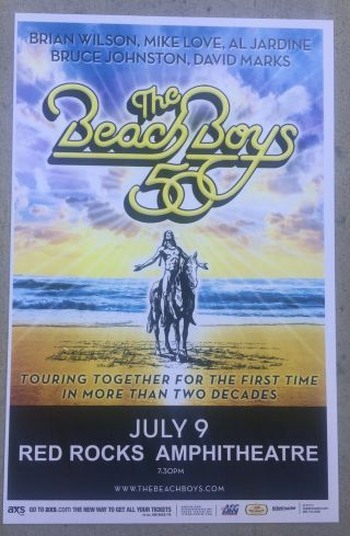 Beach Boys 50th Red Rocks July 9,  2012 Promo Concert Poster 11x17 Gig Flyer