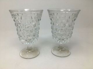 2 Vintage Fostoria American Cubist Footed Water Goblets Flaired