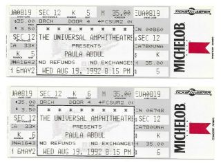 (2) Paula Abdul 1992 Under My Spell Concert Tour Tickets Los Angeles Ca Singer
