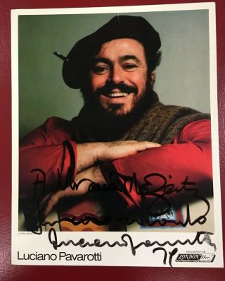 Authentic 8”x10” Autographed Color Photo Of Luciano Pavarotti