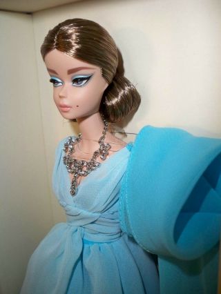 Blue Chiffon Ball Gown Barbie Doll Silkstone Poseable NRFB Mattel 2017 3