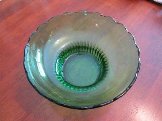 Vintage E.  O.  Brody Emerald Green Pressed Glass Candy Dish Pedestal Bowl