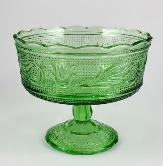 Vintage E O Brody M6000 Emerald Green Pedestal Compote Candy Dish Fruit Bowl