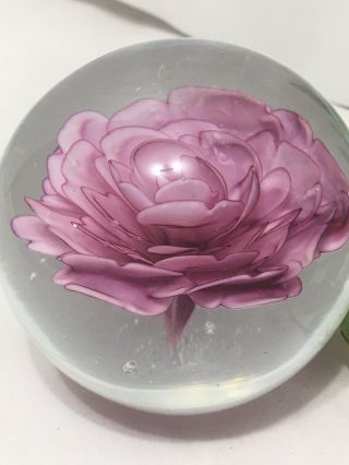 Vintage DYNASTY GALLERY HEIRLOOM COLLECTIBLES PINK ROSE 3” HIGH PAPERWEIGHT 2