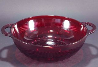 Vintage Anchor Hocking Ruby Red Coronation 8 " With Handles Serving Bowl