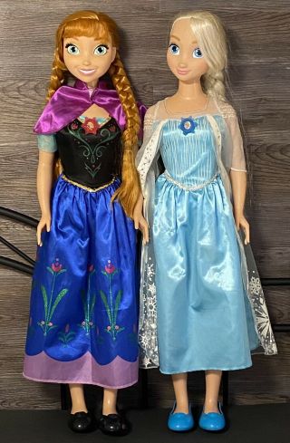 Disney Princess My Size Elsa And Anna 38 " Life Size Frozen Dolls Christmas