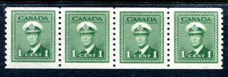 Mnh Canada 1 Cent Kgvi Perf 9 1/2 Coil Strip Of 4 278 (lot Rn42)