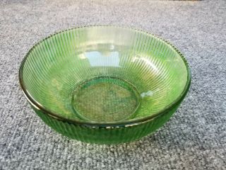 Vintage E O Brody Emerald Green Glass Ribbed Mid Century Candy Bowl