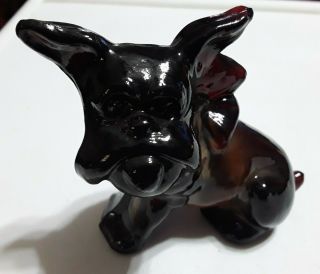 Boyd Glass Parlour Pup Bull Dog Dark Bermuda Slag Has Tongue Out Solid Glass