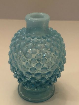 Vintage Fenton Glass Blue Opalescent Hobnail Perfume Bottle