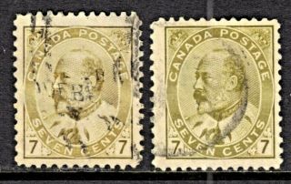 Canada 92 - 92i 7c Set/2,  1903 - 08 Kevii,  F,