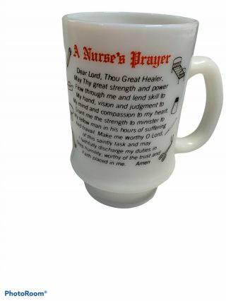 Vintage White Milk Glass Mug A Nurse 