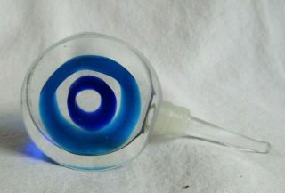 Art Glass Cobalt Blue And Crystal Stopper For Perfume Scent Bottle