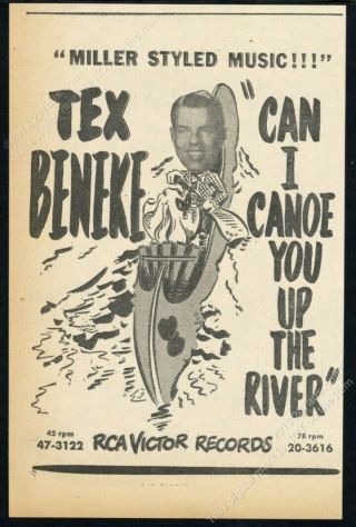 1950 Tex Beneke Photo Can I Canoe You Up The River Vintage Trade Print Ad