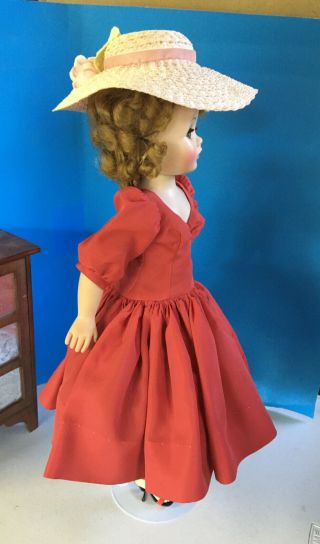 Madame Alexander 1956 Tagged Red Taffeta Puffy Sleeve Cissy Doll Dress & Hat HTF 3