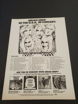 Uriah Heep In The U.  S.  A.  In Concert 1972 Very Rare Print Promo Poster