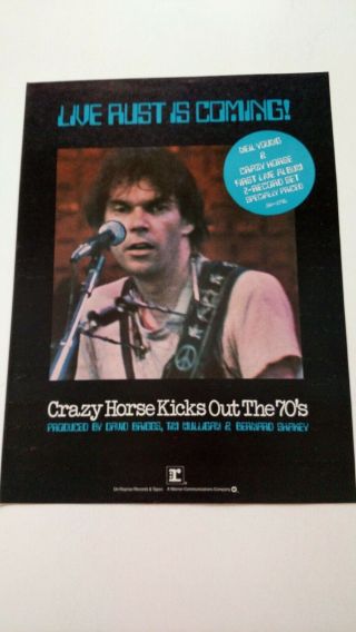 Neil Young " Crazy Horse " 1979 Rare Print Prpmp Poster Ad