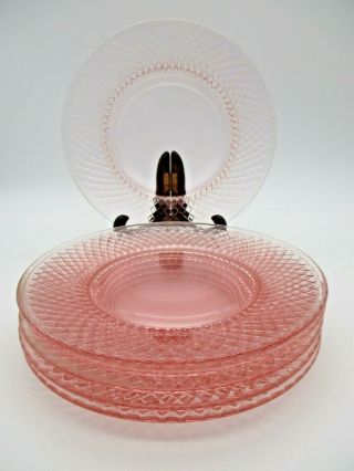 Pink Depression Glass " Diamond Quilted " Plate Imperial Glass 1920s - 30s Oh Usa