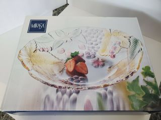 Mikasa Chablis Oval Glass Bowl Serving Platter Dish Grapes 13 " Nib