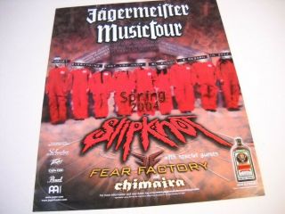 Slipknot Fear Factory & Chimaira Jagermeister Tour 2004 Promo Poster Ad
