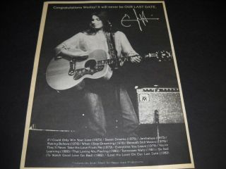 Emmylou Harris Wesley.  It Will Never Be Our Last Date 1982 Promo Poster Ad