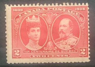 Canada 1908 Quebec Tercentenary 2 Cent Red Mh