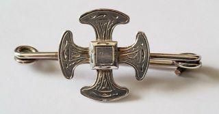 Antique Edwardian Sydney & Co Sterling Silver Irish Maltese Cross Brooch 1907