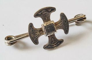 Antique Edwardian Sydney & Co sterling silver Irish Maltese cross brooch 1907 3