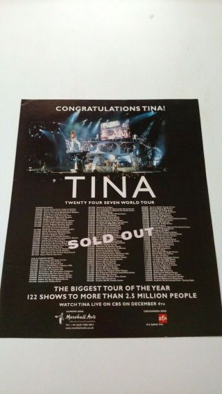 Tina Turner " Twenty Four Seven World Tour " Rare Print Promo Poster Ad