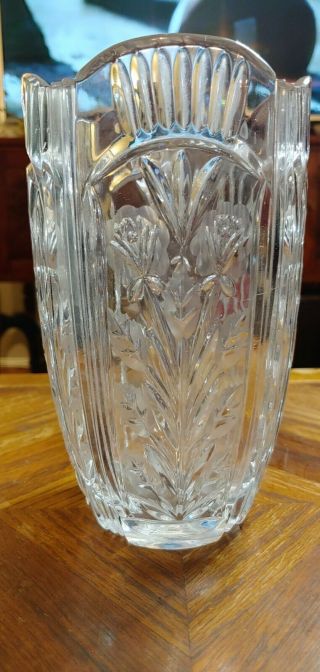 Hand Cut Deco Style Crystal Vase Made In Poland