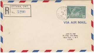 Canada Fdc 1946 Registered (272) Ottawa Air Mail To York Usa