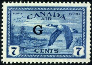 Canada Co2 Xf Og Nh 1950 Canada Goose 7c Deep Blue G Overprint Cv$27.  00