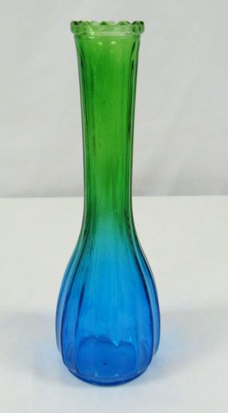 Vintage Carnival Glass 8 3/4 " Blue Green Vase