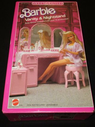 Sweet Roses Barbie Vanity & Nightstand 1987 Mattel Nrfb Mib 4764