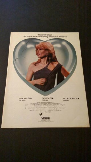 Blondie " Heart Of Glass " 1979 Rare Print Promo Poster Ad