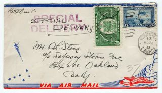Canada Mb Manitoba - Winnipeg 1941 Airmail Special Delivery Rate Cover To Usa -