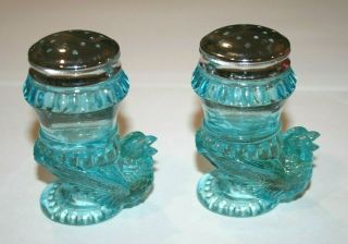 Boyd Art Glass Set Of Bird Or Chic Salt And Pepper Shakers Light Blue -