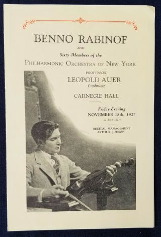 Benno Rabinof Carnegie Hall Program Nov.  18,  1927