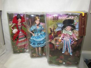Alice In Wonderland 2007 Barbie 3 Silver Label Doll Lot; Nrfb