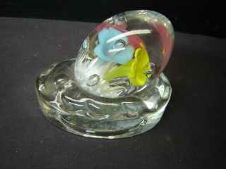Vintage Clear Glass Egg Flowers Hand Made By St.  Clair Glass Paper Weight 1973