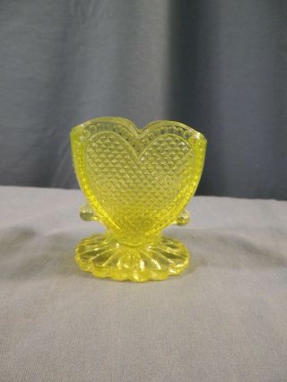 Boyd Vaseline Glass Heart Shaped Toothpick Holder