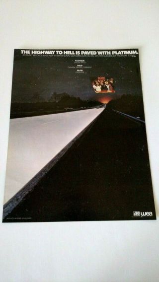 Ac/dc The Highway To Hell 1980 Rare Print Promo Poster Ad