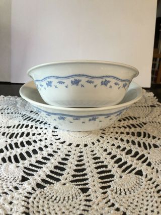 Corelle Corning Ware Morning Blue Flowers Serving Bowl & Soup/cereal Bowl