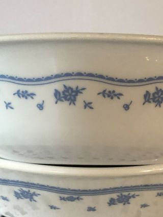 Corelle Corning Ware Morning Blue Flowers Serving Bowl & Soup/Cereal Bowl 2