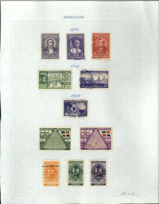 Dominican Republic 1936 - 1938 Album Page Of Stamps V20968