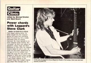 1984 Vintage 1page Article Guitar Clinic With Steve Clark Of Def Leppard Power