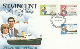 (03647) St Vincent Fdc Princess Diana Royal Wedding 1981